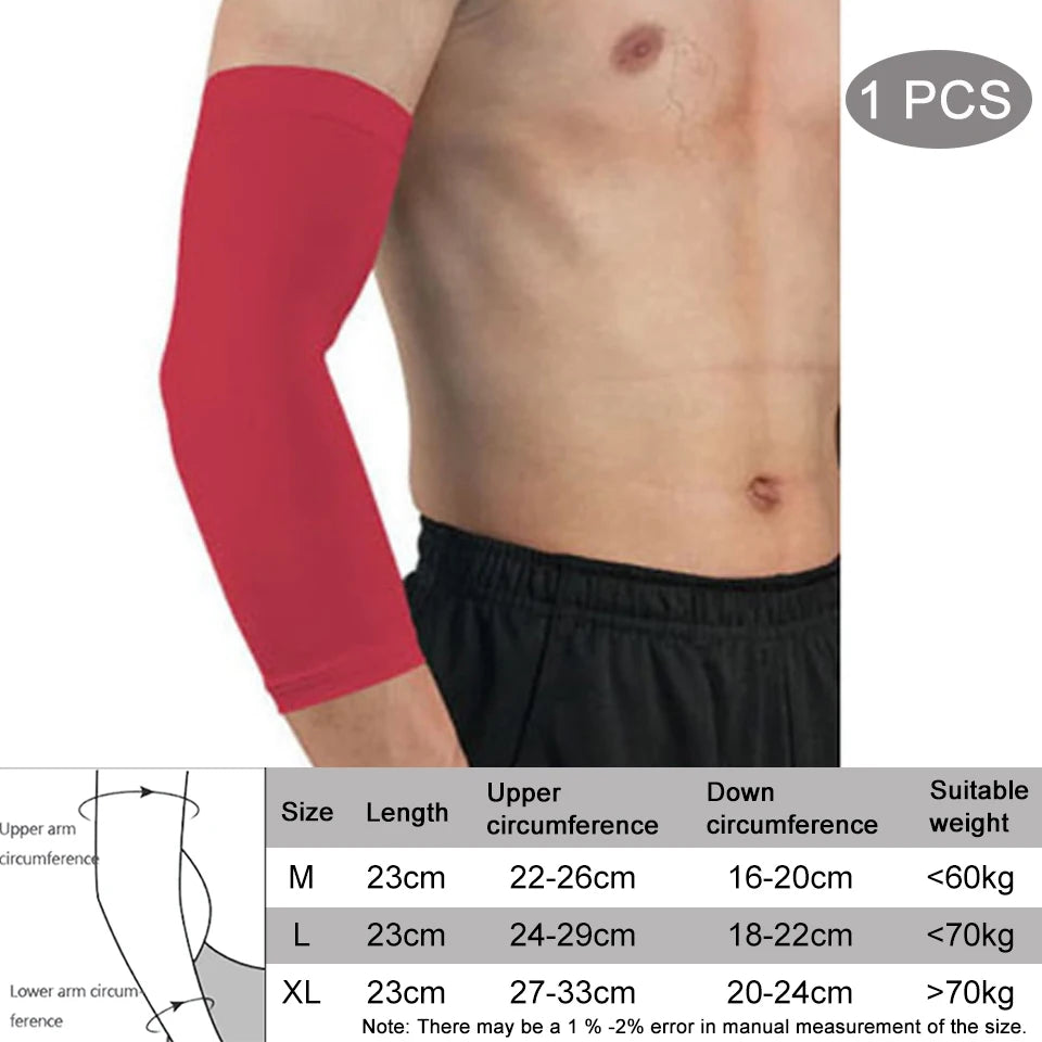 1Pcs Breathable Quick Dry UV Protection Running Arm Sleeves Basketball Elbow Pad Fitness Armguards Sports Cycling Arm Warmers