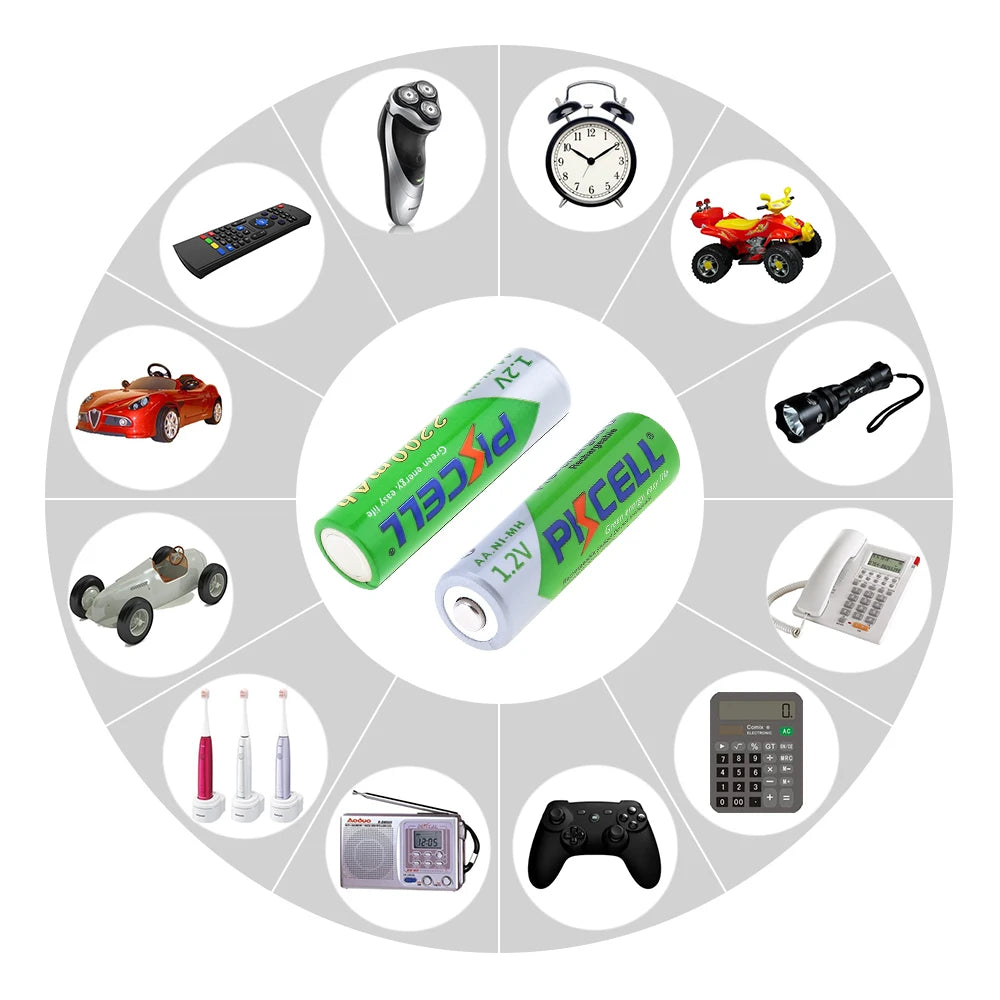 8-Pack PKCELL AA Battery 2200mAh AA Rechargeable Battery 1.2V NI-MH Batteries and 2-Pack Battery Box for Mouse Remote Control Toys