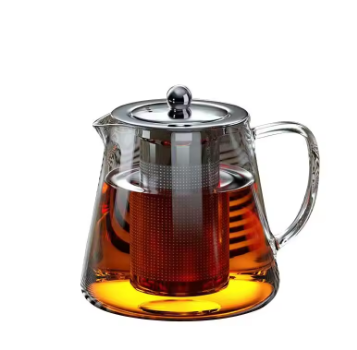 Théière en verre résistant à la chaleur avec passoire