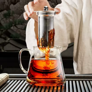 Théière en verre résistant à la chaleur avec passoire