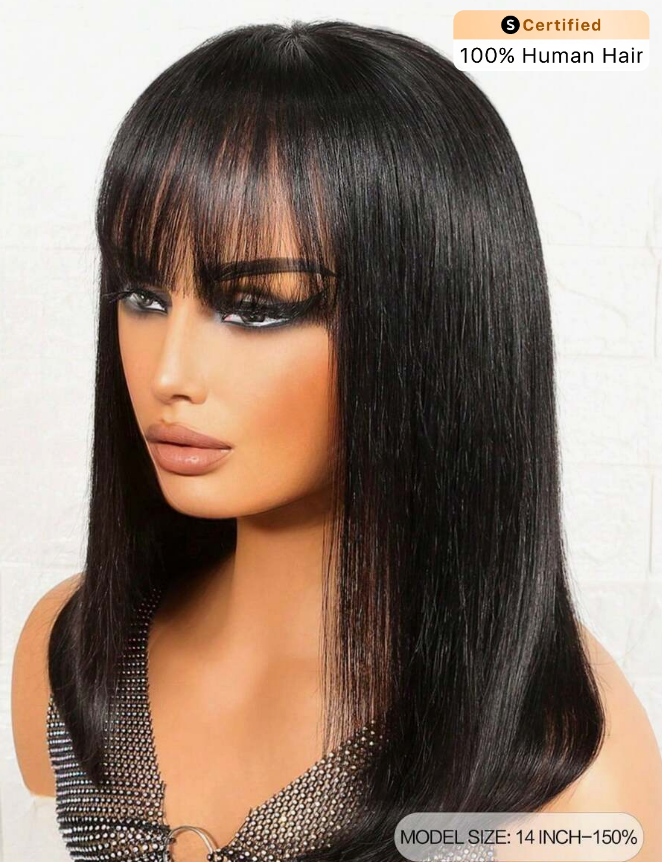 Perruques courtes pour femmes en cheveux humains sans colle