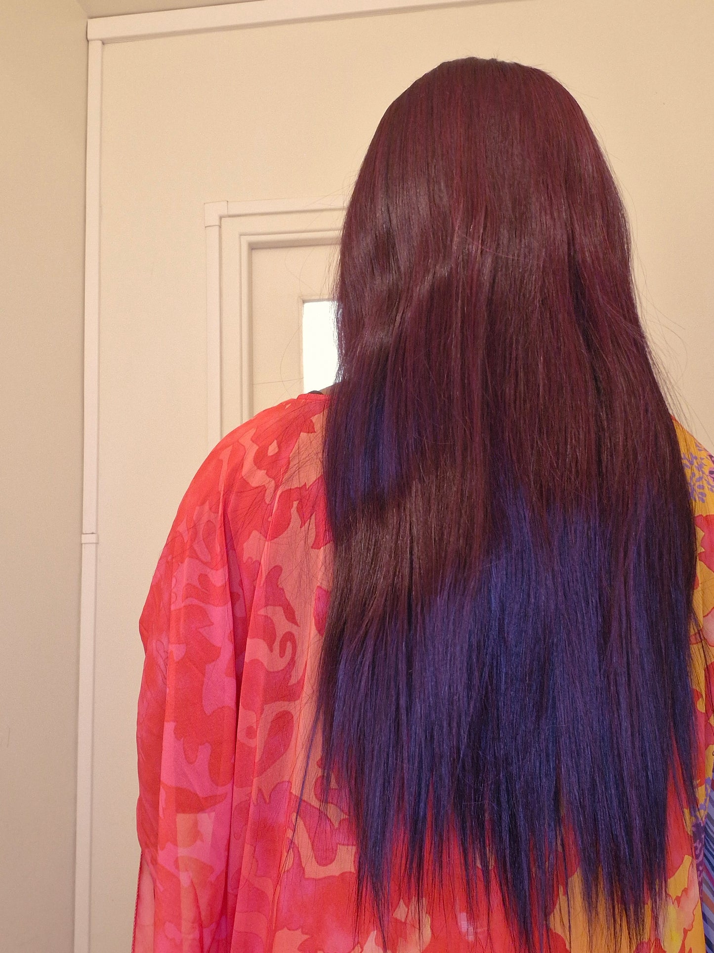 Vietnamese Human HAIR Wig straight, bone straight WINE