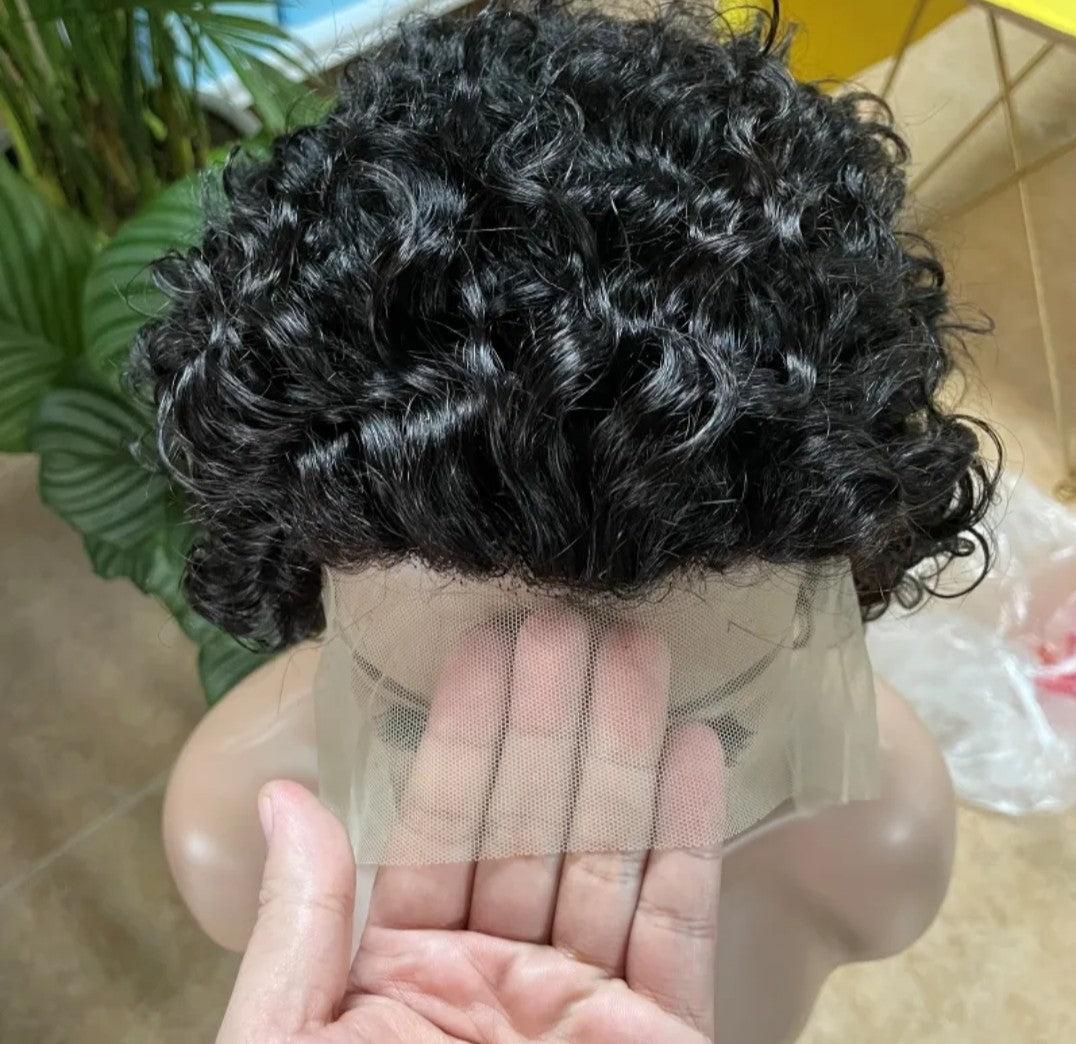 Perruques indiennes brutes 100% naturelles, courtes et bouclées, 13x1, pour coupe pixie, style boucles crépues