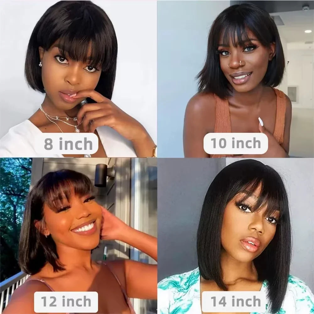 Hot Selling Cheap Bob Wig With Bang Human Virgin Hair Wig Raw Vietnamese Hair Long Silky Straight  None Lace Wig Natural Looking