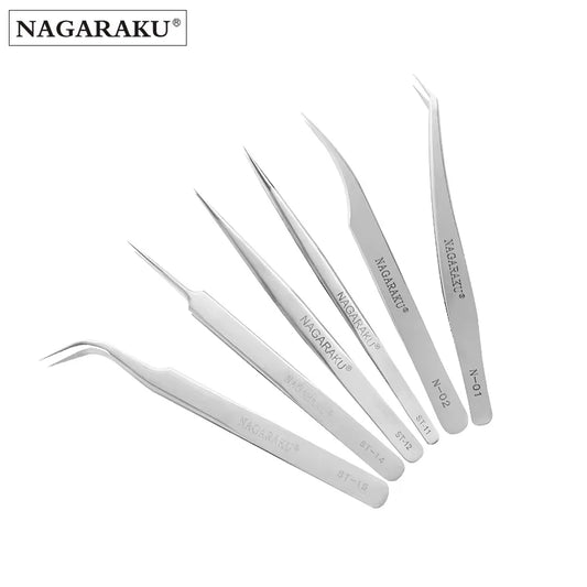 NAGARAKU Eyelash Extension Tweezers Professional Accurate Volume Classical Tweezers Stainless Steel Makeup Tweezers