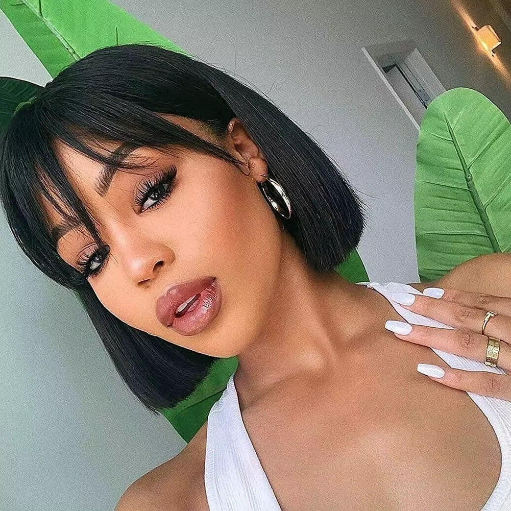 Hot Selling Cheap Bob Wig With Bang Human Virgin Hair Wig Raw Vietnamese Hair Long Silky Straight  None Lace Wig Natural Looking