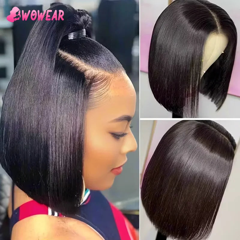 Glueless Straight Bob Human Hair Wigs 4x4 5x5 Pre Cut Lace Closure Put and Go Wig Pre Plucked &Bye Bye Knots Pre Everything Wig