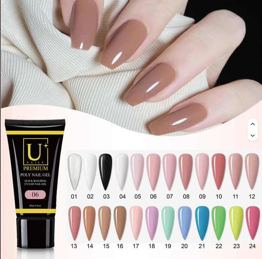 Gel Poly Dur pour Ongles Couleur Nude, Gel UV de Construction