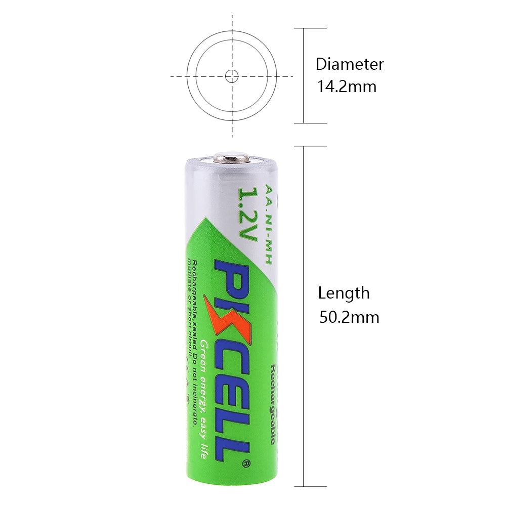 8-Pack PKCELL AA Battery 2200mAh AA Rechargeable Battery 1.2V NI-MH Batteries and 2-Pack Battery Box for Mouse Remote Control Toys