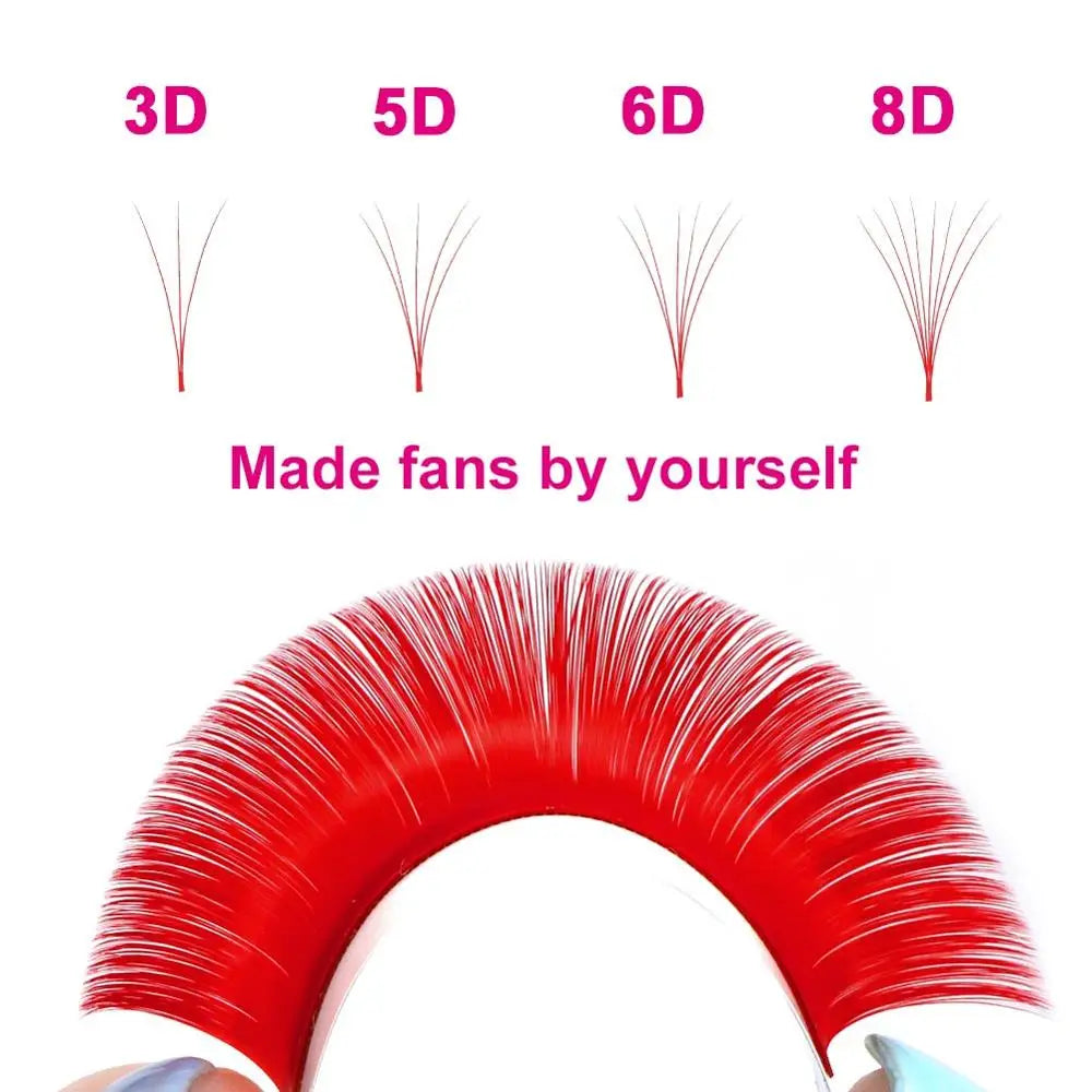 Fadvan Colorful Easy Fanning Eyelash Extensions Red Green Blue Brown Purple Colorful Auto Blooming Makeup Lashes 15-20mm Long