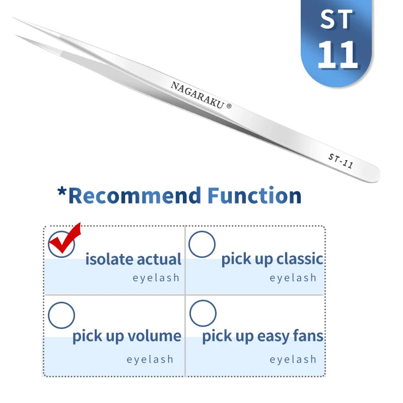 NAGARAKU Eyelash Extension Tweezers Maquiagem Professional Accurate Volume Classical Tweezers Stainless Steel Makeup Tweezers