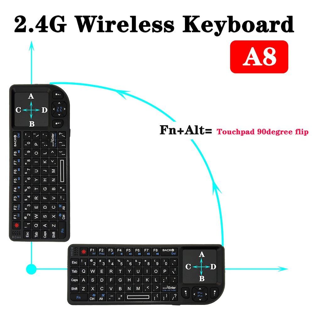 Wireless Keyboard 2.4G RF Keyboard 3 in 1 Handheld with Touchpad Mouse for PC Notebook Smart TV Box Wireless Keyboard