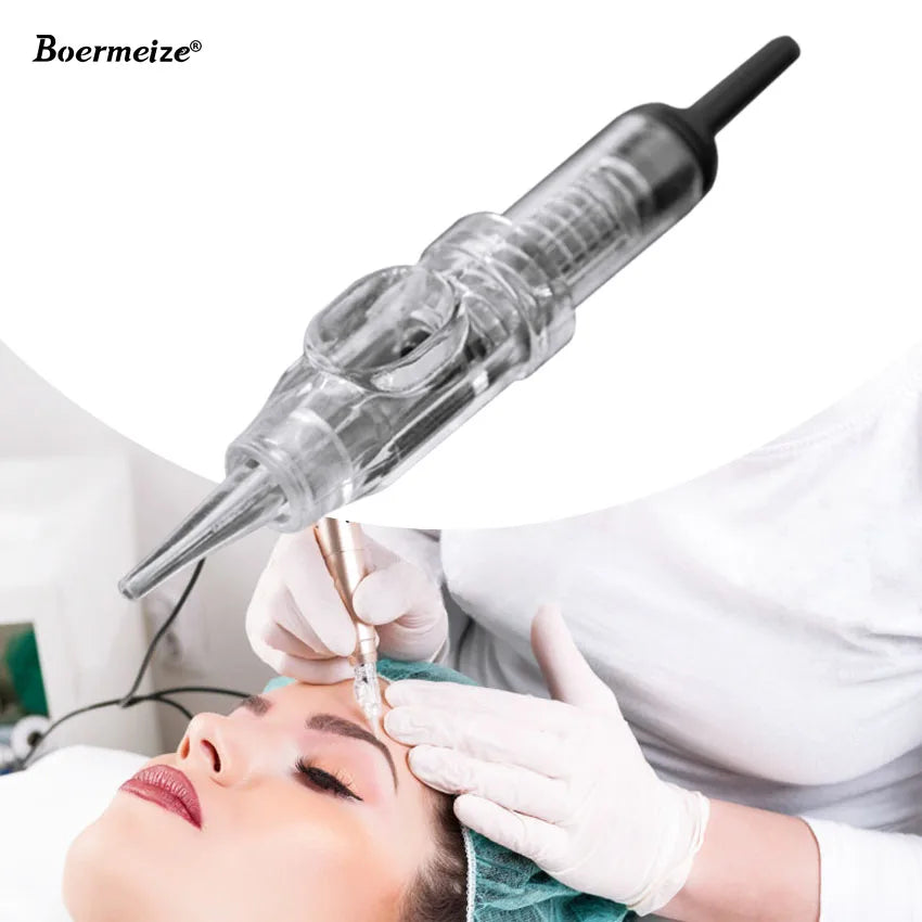 Tattoo Needles 1RL 100-piece Cartridge Needles Disposable Sterilized Tattoo Permanent Makeup Needles Tips for Eyebrow Lip 0.3mm
