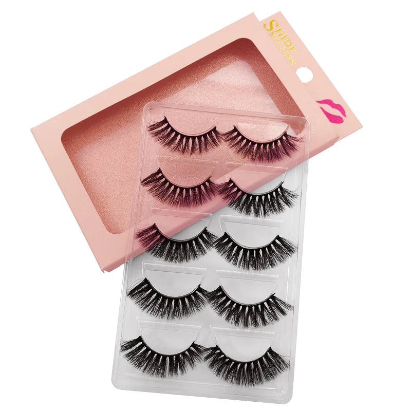SHIDISHANGPIN 5 Pairs Eyelashes Natural Mink Eyelashes Fluffy 3D Mink Lashes Thick False Lashes Makeup Fake Eyelashes cilios
