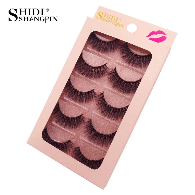 SHIDISHANGPIN 5 Pairs Eyelashes Natural Mink Eyelashes Fluffy 3D Mink Lashes Thick False Lashes Makeup Fake Eyelashes cilios
