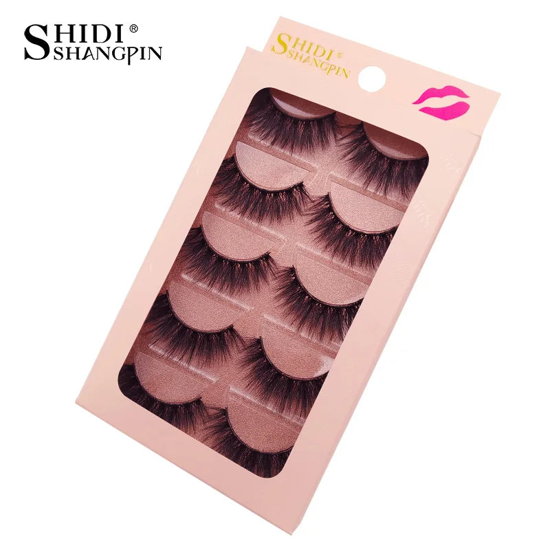 SHIDISHANGPIN 5 Pairs Eyelashes Natural Mink Eyelashes Fluffy 3D Mink Lashes Thick False Lashes Makeup Fake Eyelashes cilios