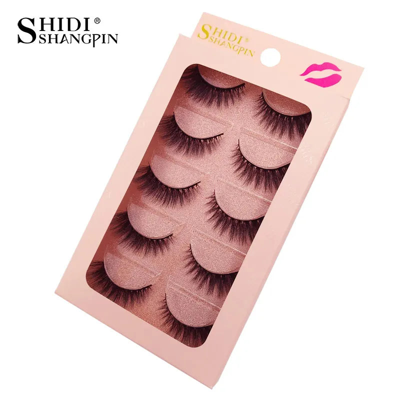 SHIDISHANGPIN 5 Pairs Eyelashes Natural Mink Eyelashes Fluffy 3D Mink Lashes Thick False Lashes Makeup Fake Eyelashes cilios