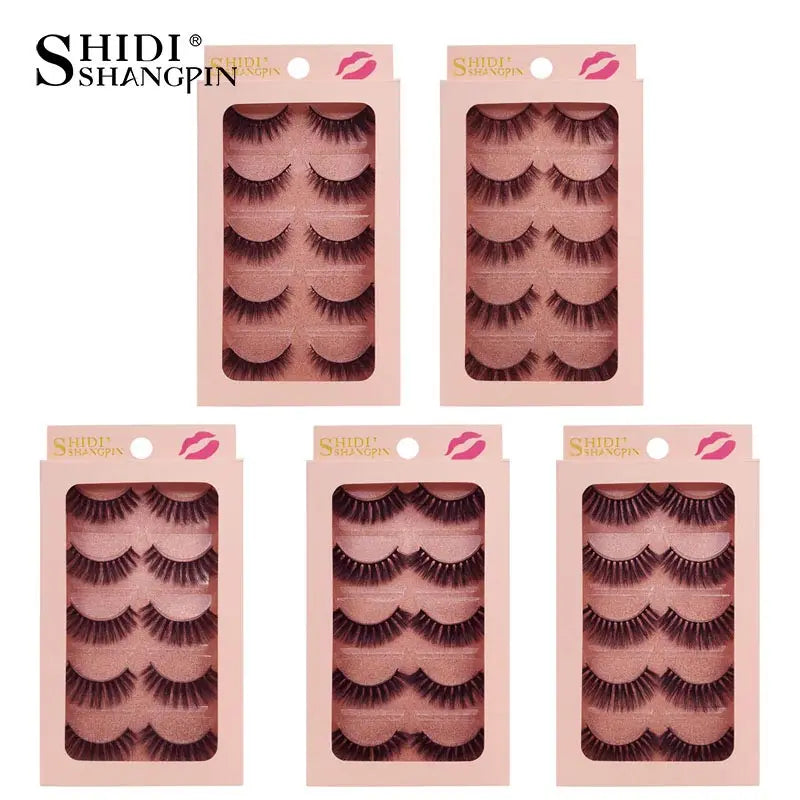 SHIDISHANGPIN 5 Pairs Eyelashes Natural Mink Eyelashes Fluffy 3D Mink Lashes Thick False Lashes Makeup Fake Eyelashes cilios