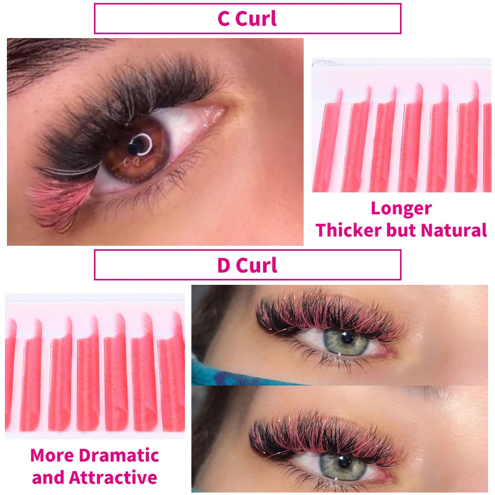 Fadvan Colorful Easy Fanning Eyelash Extensions Red Green Blue Brown Purple Colorful Auto Blooming Makeup Lashes 15-20mm Long