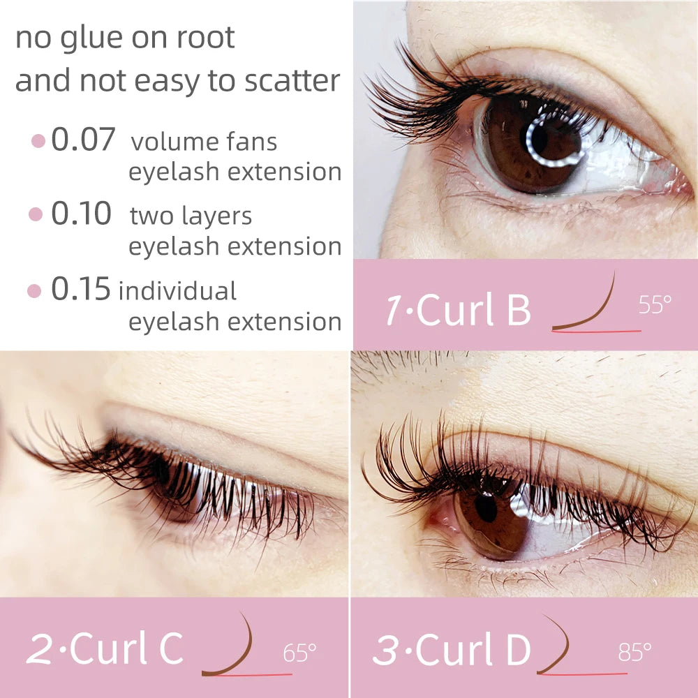 NAGARAKU Brown Eyelash Extension Makeup Individual Eyelashes High Quality Soft Natural Synthetic Mink 16 Lines