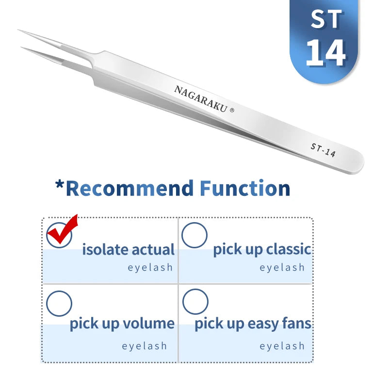 NAGARAKU Eyelash Extension Tweezers Maquiagem Professional Accurate Volume Classical Tweezers Stainless Steel Makeup Tweezers