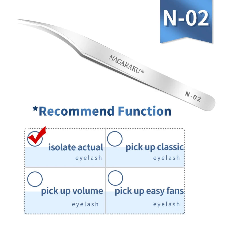 NAGARAKU Eyelash Extension Tweezers Maquiagem Professional Accurate Volume Classical Tweezers Stainless Steel Makeup Tweezers