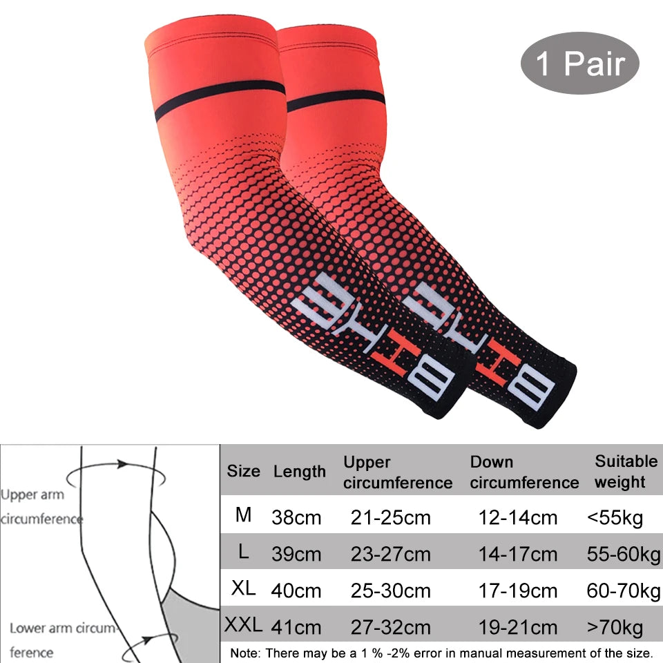 1Pcs Breathable Quick Dry UV Protection Running Arm Sleeves Basketball Elbow Pad Fitness Armguards Sports Cycling Arm Warmers