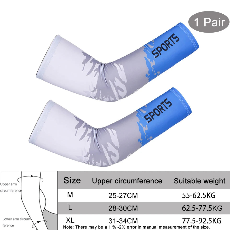 1Pcs Breathable Quick Dry UV Protection Running Arm Sleeves Basketball Elbow Pad Fitness Armguards Sports Cycling Arm Warmers