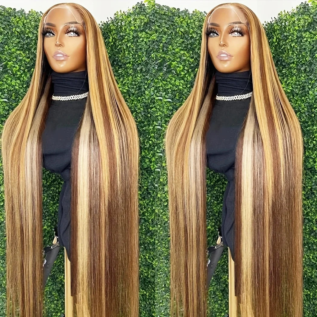 Straight Human Hair Wigs Highlight Ombre 13X6 Hd Lace Frontal Wig Human Hair 200 Density 13X4 Preplucked Brazilian Hair Wig
