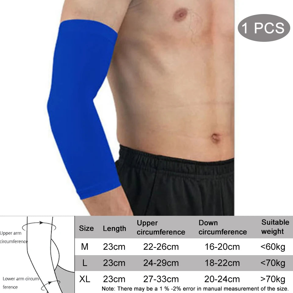 1Pcs Breathable Quick Dry UV Protection Running Arm Sleeves Basketball Elbow Pad Fitness Armguards Sports Cycling Arm Warmers