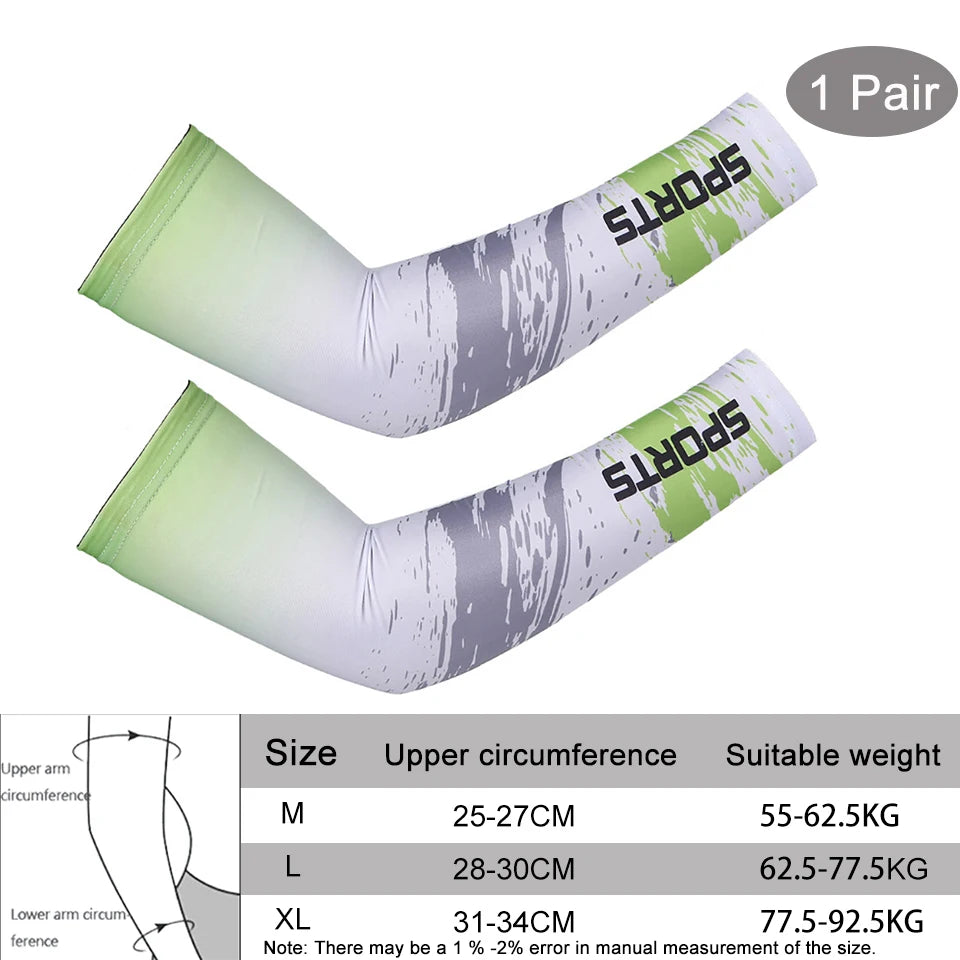 1Pcs Breathable Quick Dry UV Protection Running Arm Sleeves Basketball Elbow Pad Fitness Armguards Sports Cycling Arm Warmers