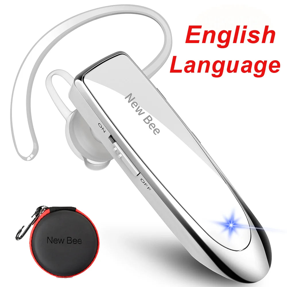 New Bee Bluetooth Earphones V5.0 Headset Wireless Headphones Business Hands-free Earbuds 24H Talk Time Earpiece with Microphone