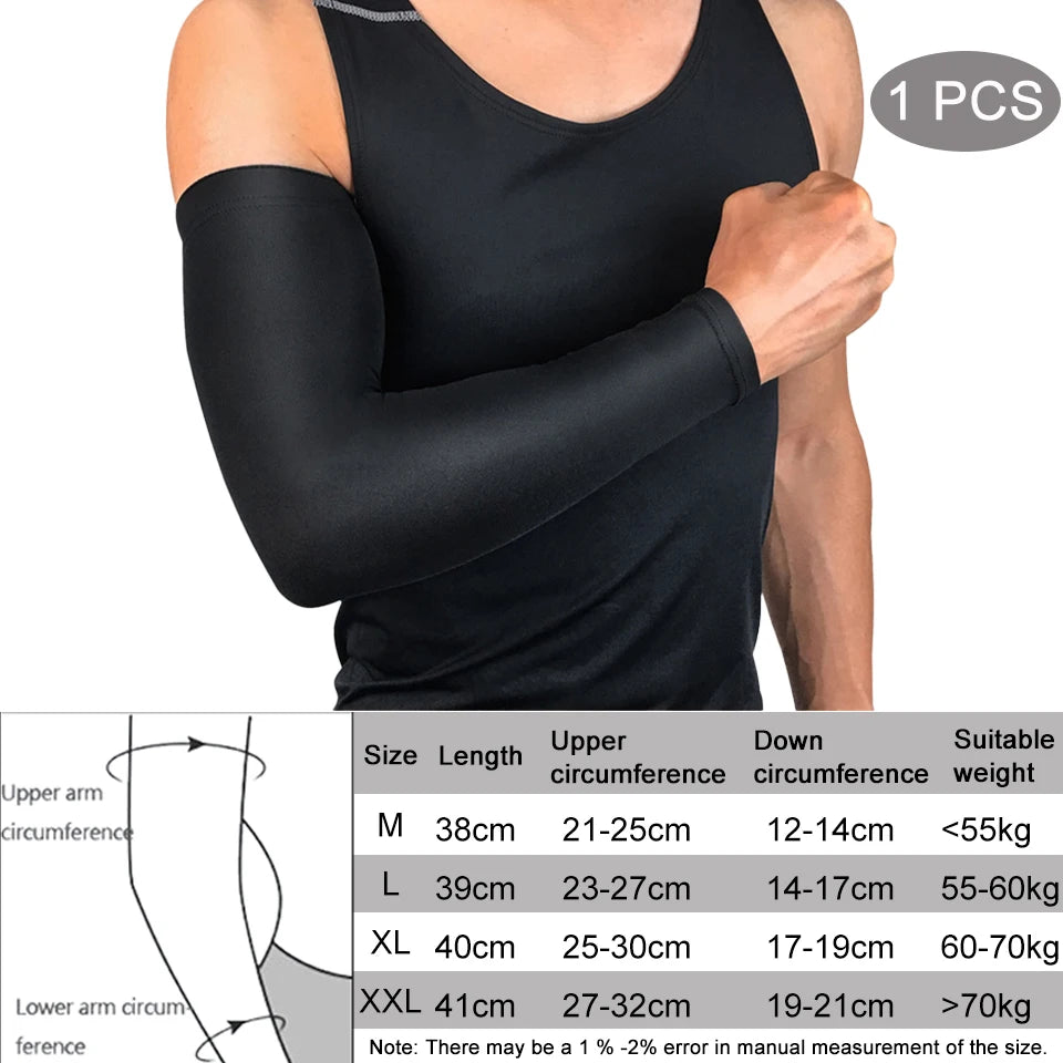 1Pcs Breathable Quick Dry UV Protection Running Arm Sleeves Basketball Elbow Pad Fitness Armguards Sports Cycling Arm Warmers