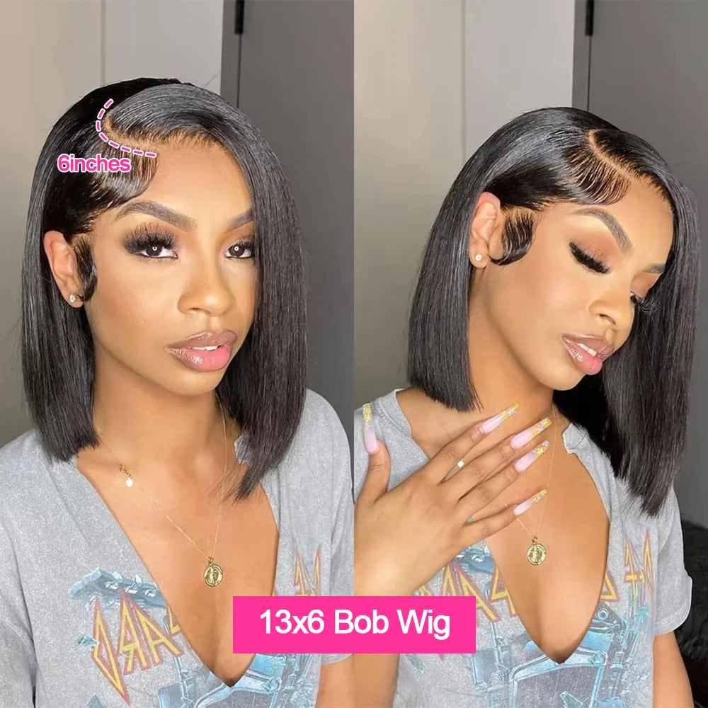 13x6 HD Lace Wig Bone Straight Short Bob Wigs Human Hair Wigs 250% Density Brazilian 13x4 HD Lace Frontal Wig For Women on Sale Promotion Wigs 100% Human Hair Wigs HD Smooth Wig Human Lace Short Cut Original Vietnamese Wigs L