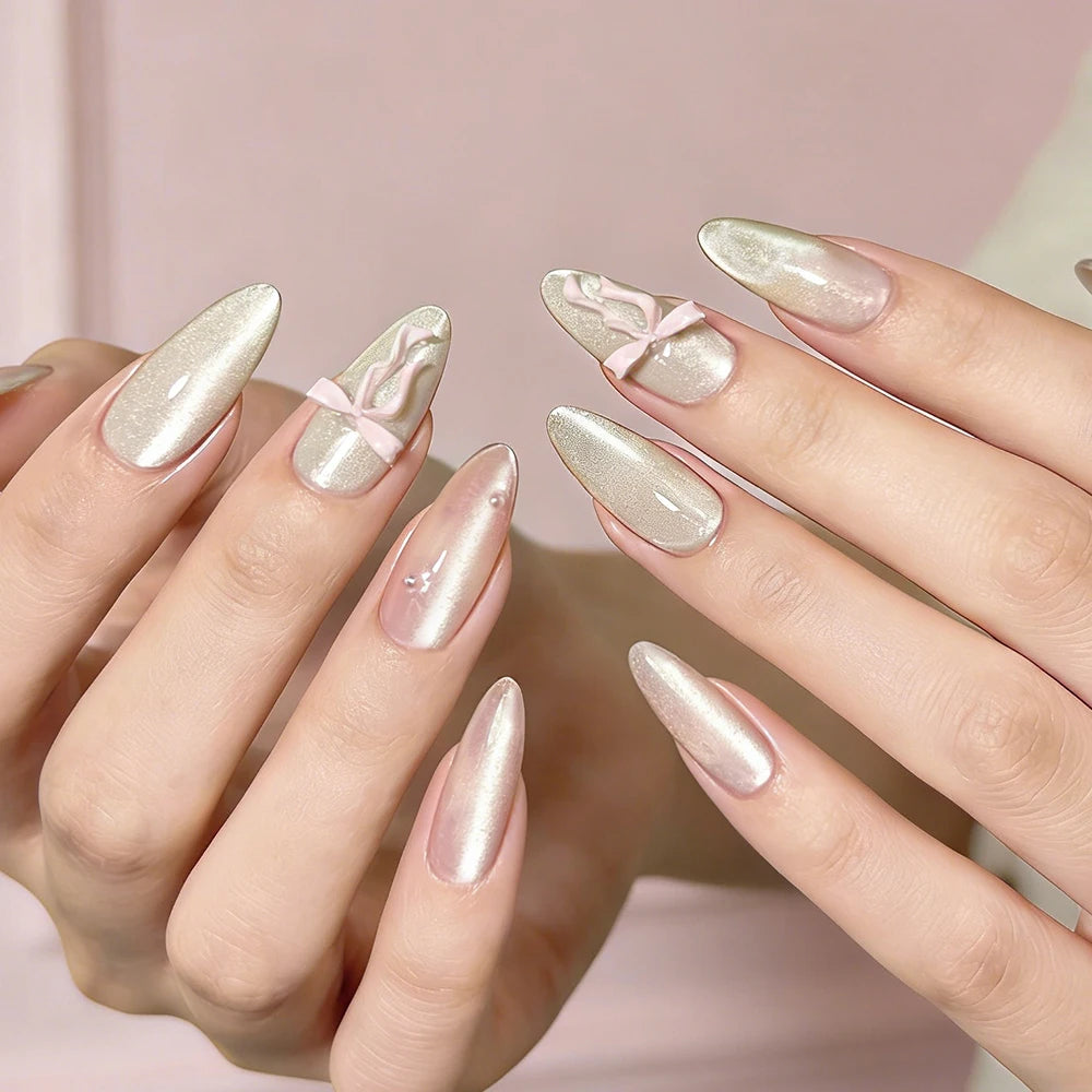24 pièces ongles faux français cercueil longs rétro fleurs perles caviar design floral doré creux press on Y2k acrylique faux ongles