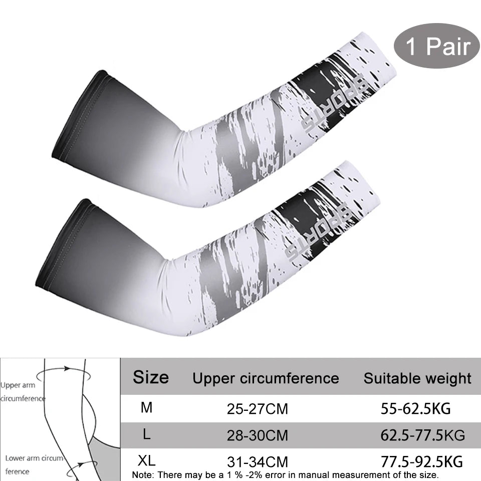 1Pcs Breathable Quick Dry UV Protection Running Arm Sleeves Basketball Elbow Pad Fitness Armguards Sports Cycling Arm Warmers
