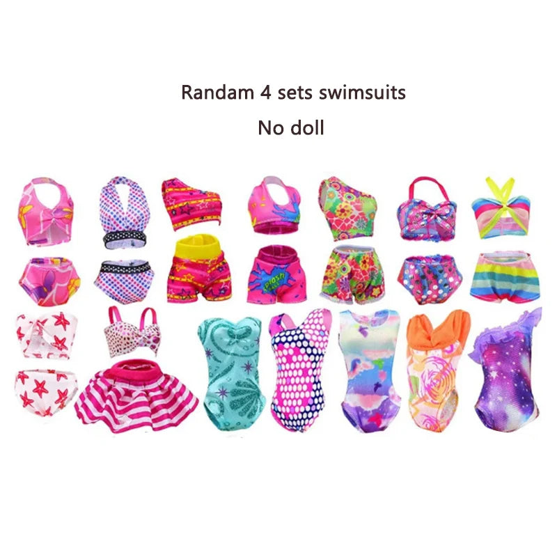 Random 4 sets/Lot 11.5in/30cm Doll Clothes Fashion Outfits Sexy Swimsuits Sport Wear Casual Dresses Doll Accessories