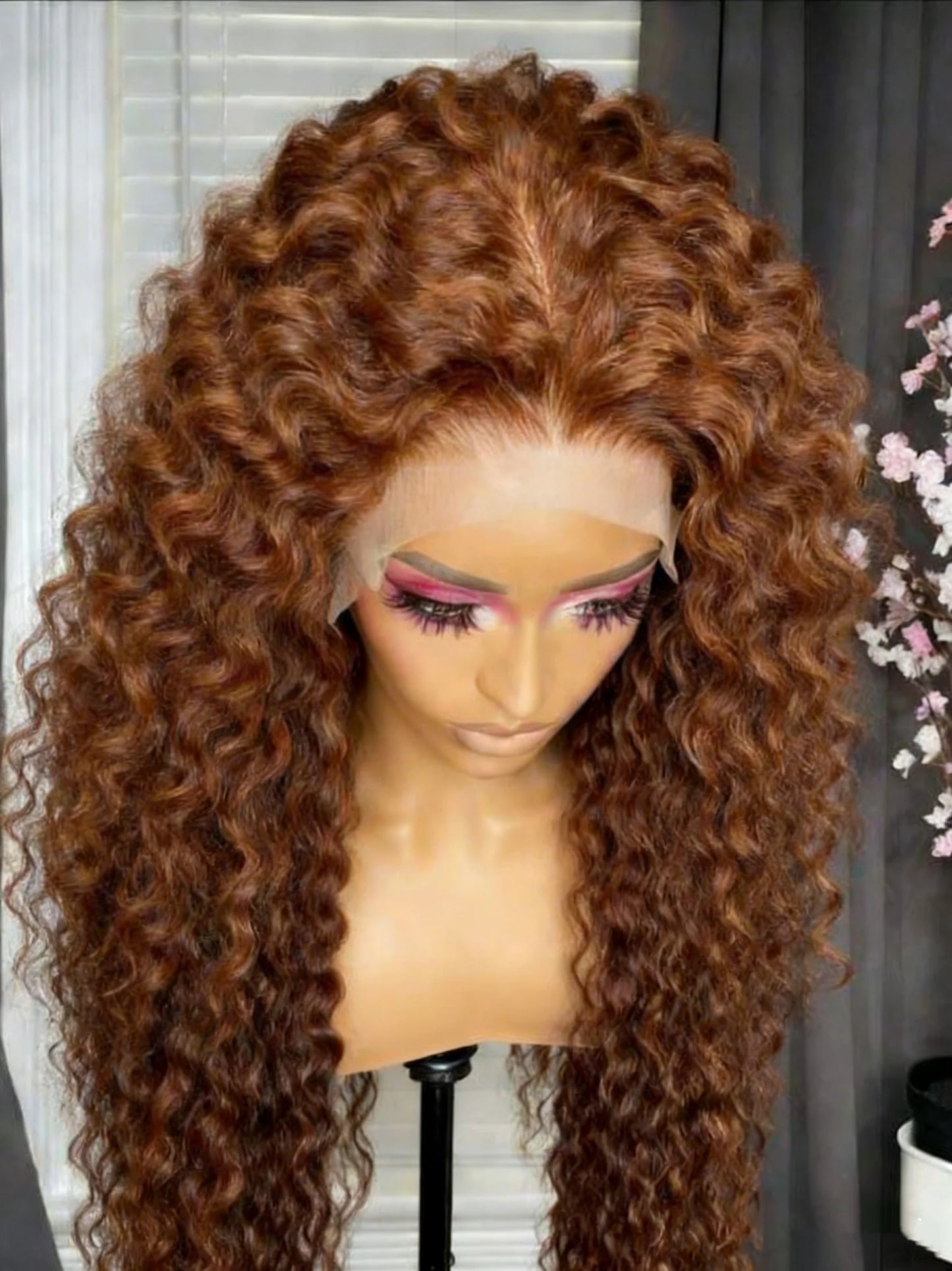 Chocolate Brown Deep Wave 13x4 HD Lace Frontal Wigs Human Hair Transparent Pre-Plucked 250% Density Water Wave Lace Frontal Wigs