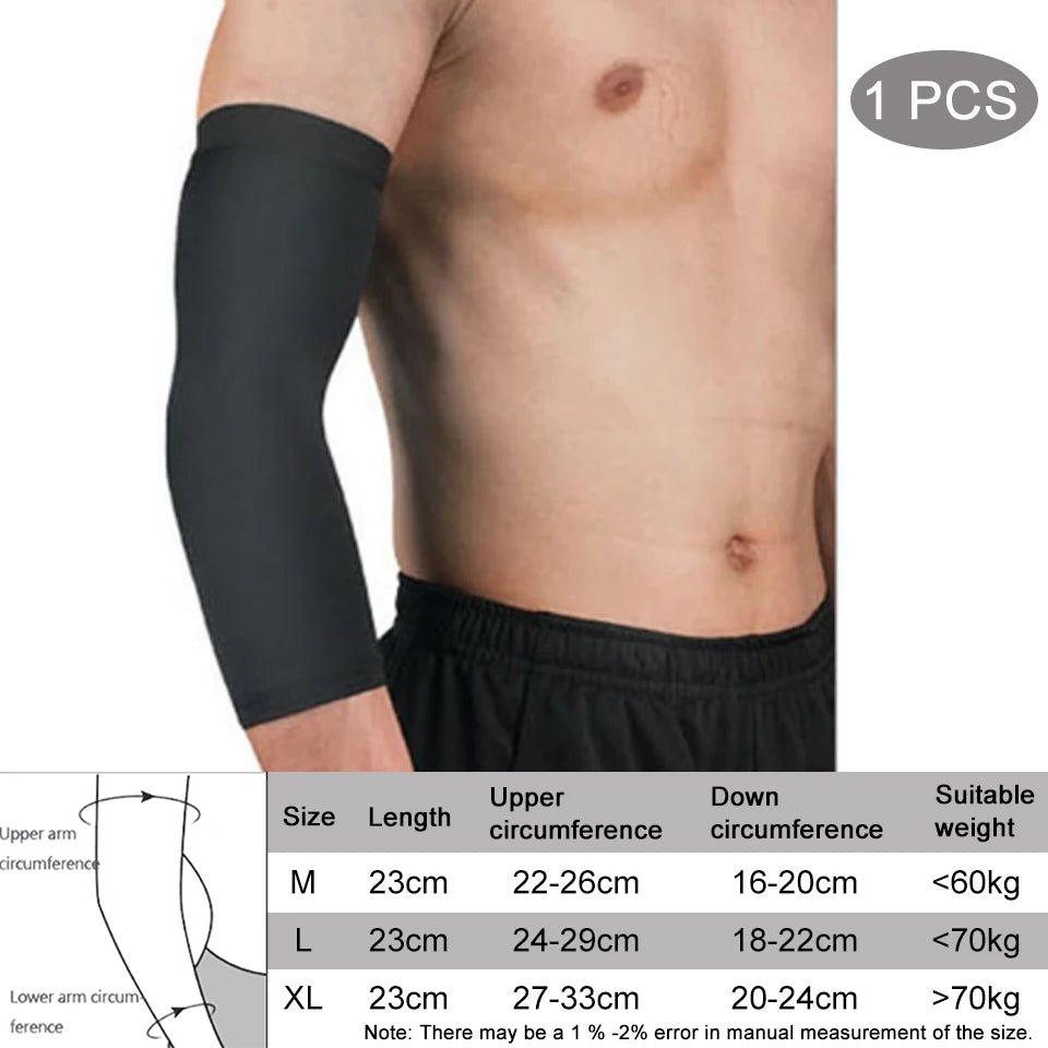 1Pcs Breathable Quick Dry UV Protection Running Arm Sleeves Basketball Elbow Pad Fitness Armguards Sports Cycling Arm Warmers