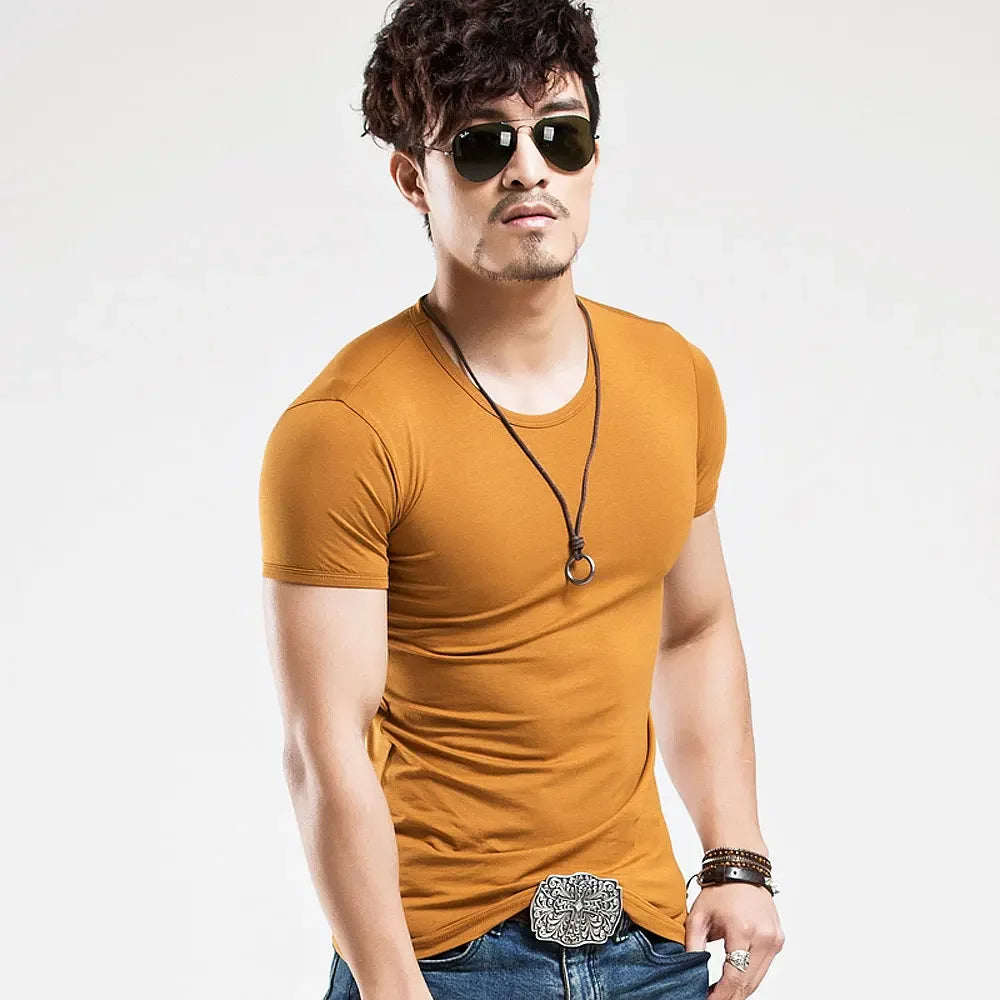 2026 Brand New Men T-Shirt Tops V-neck Short Sleeve Tees Men's Fashion Fitness Hot T-shirt For Male Man T-shirt Size 5XL