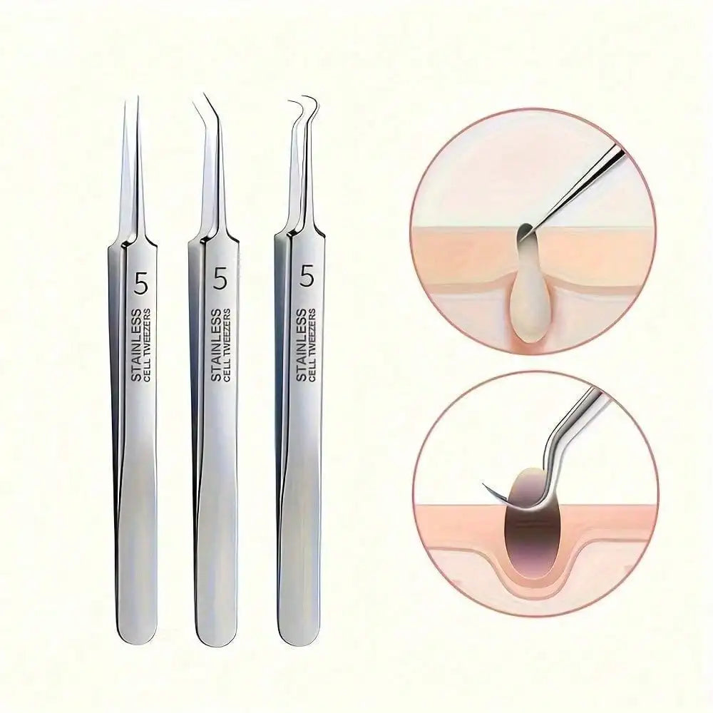 Facial Pore Cleaning Care Tools Ultra Fine Needle Tweezers Blackheads Acne Wart Skin Tag Removal Point Noir Black Head Clip