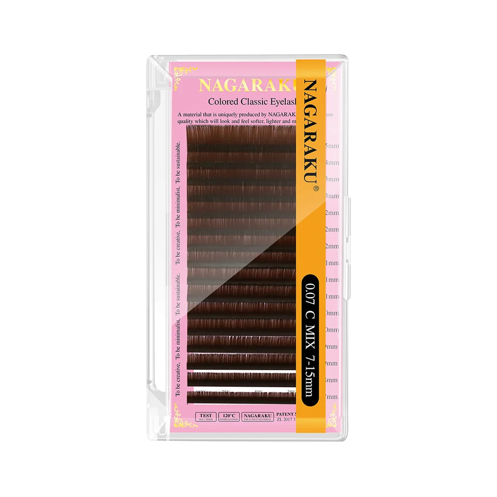 NAGARAKU Brown Eyelash Extension Makeup Individual Eyelashes High Quality Soft Natural Synthetic Mink 16 Lines