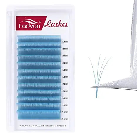 Fadvan Colorful Easy Fanning Eyelash Extensions Red Green Blue Brown Purple Colorful Auto Blooming Makeup Lashes 15-20mm Long