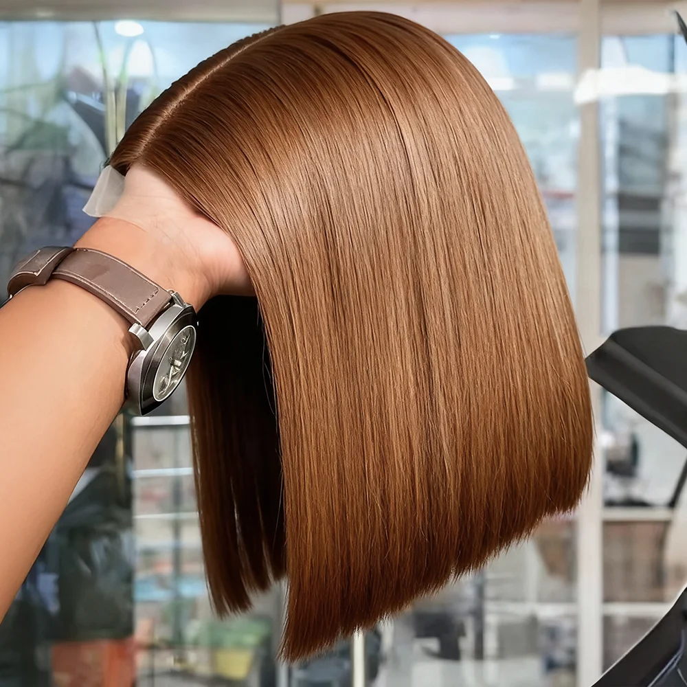 Chocolate Brown Straight Brazilian Bob Wigs Ready To Wear 7x5 Glueless 100% Human Hair Wigs #4 13x4 HD Lace Front Wig Preplucked