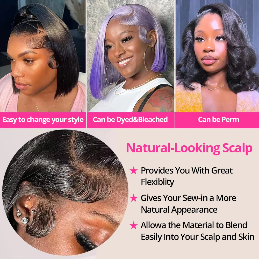 13x6 HD Lace Wig Bone Straight Short Bob Wigs Human Hair Wigs 250% Density Brazilian 13x4 HD Lace Frontal Wig For Women on Sale Promotion Wigs 100% Human Hair Wigs HD Smooth Wig Human Lace Short Cut Original Vietnamese Wigs L