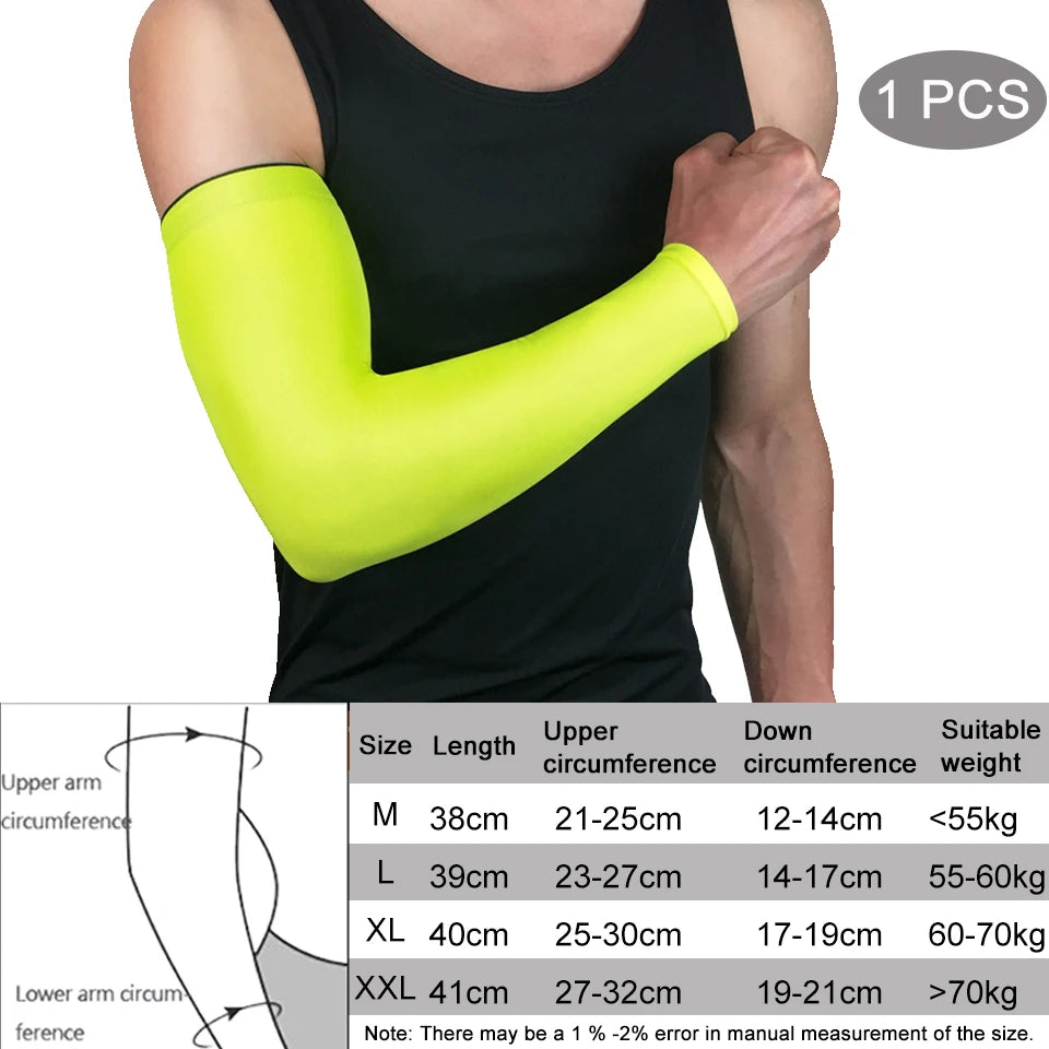 1Pcs Breathable Quick Dry UV Protection Running Arm Sleeves Basketball Elbow Pad Fitness Armguards Sports Cycling Arm Warmers