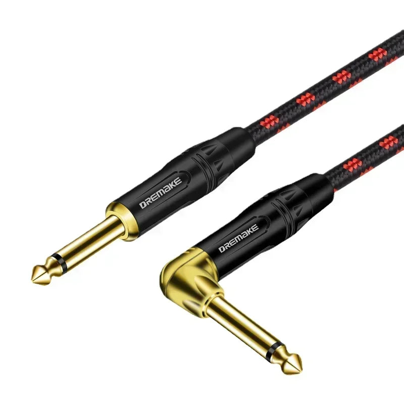 6.35 mm Mono Jack Cable Gold Plated Guitar Cable Male to Male Cotton Braided Instrument Cable for Guitar Bass Keyboard