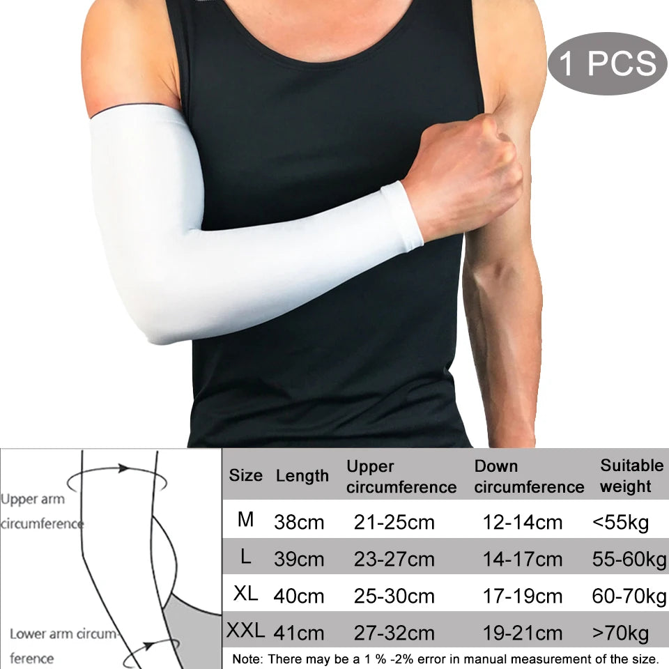 1Pcs Breathable Quick Dry UV Protection Running Arm Sleeves Basketball Elbow Pad Fitness Armguards Sports Cycling Arm Warmers