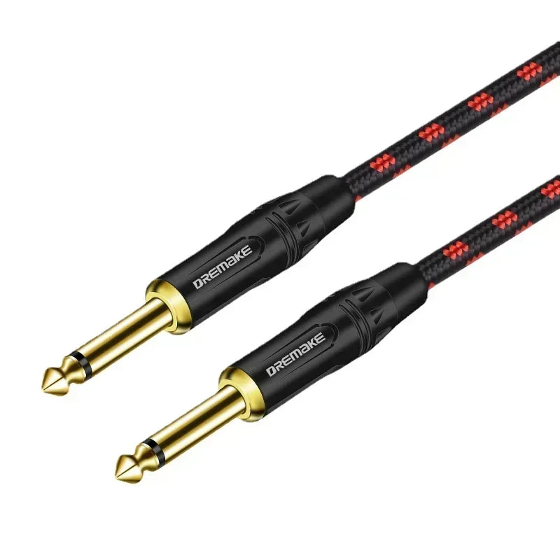 6.35 mm Mono Jack Cable Gold Plated Guitar Cable Male to Male Cotton Braided Instrument Cable for Guitar Bass Keyboard