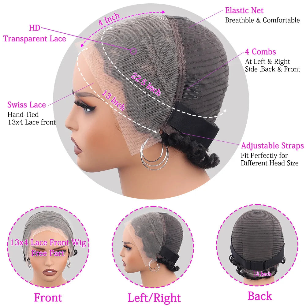 Curly 13x4 HD Lace Front Human Hair Wig Pixie Cut Wigs For Women 100% Human Hair Wigs Pre Plucked Chic Elegent Short Curly Wigs